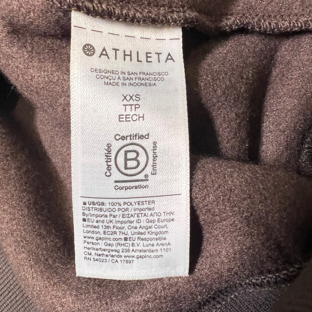 Athleta In the Clouds 1/4 Zip Pullover Sweater XXS Brown Cropped Sherpa EUC - Picture 8 of 9